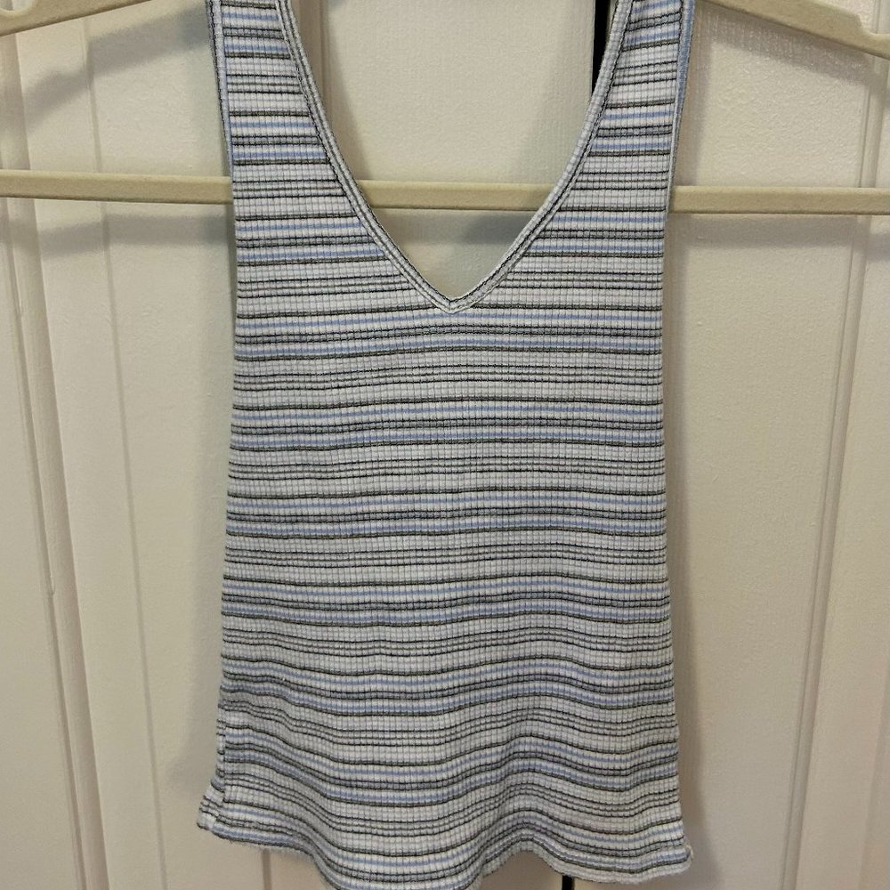 Blue, Striped, Halter Top